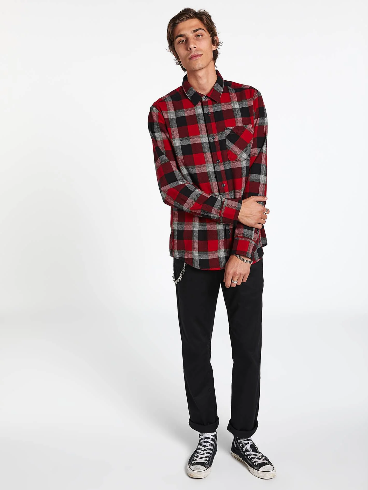 Chemise Caden Plaid - DEEP RED - Image 6