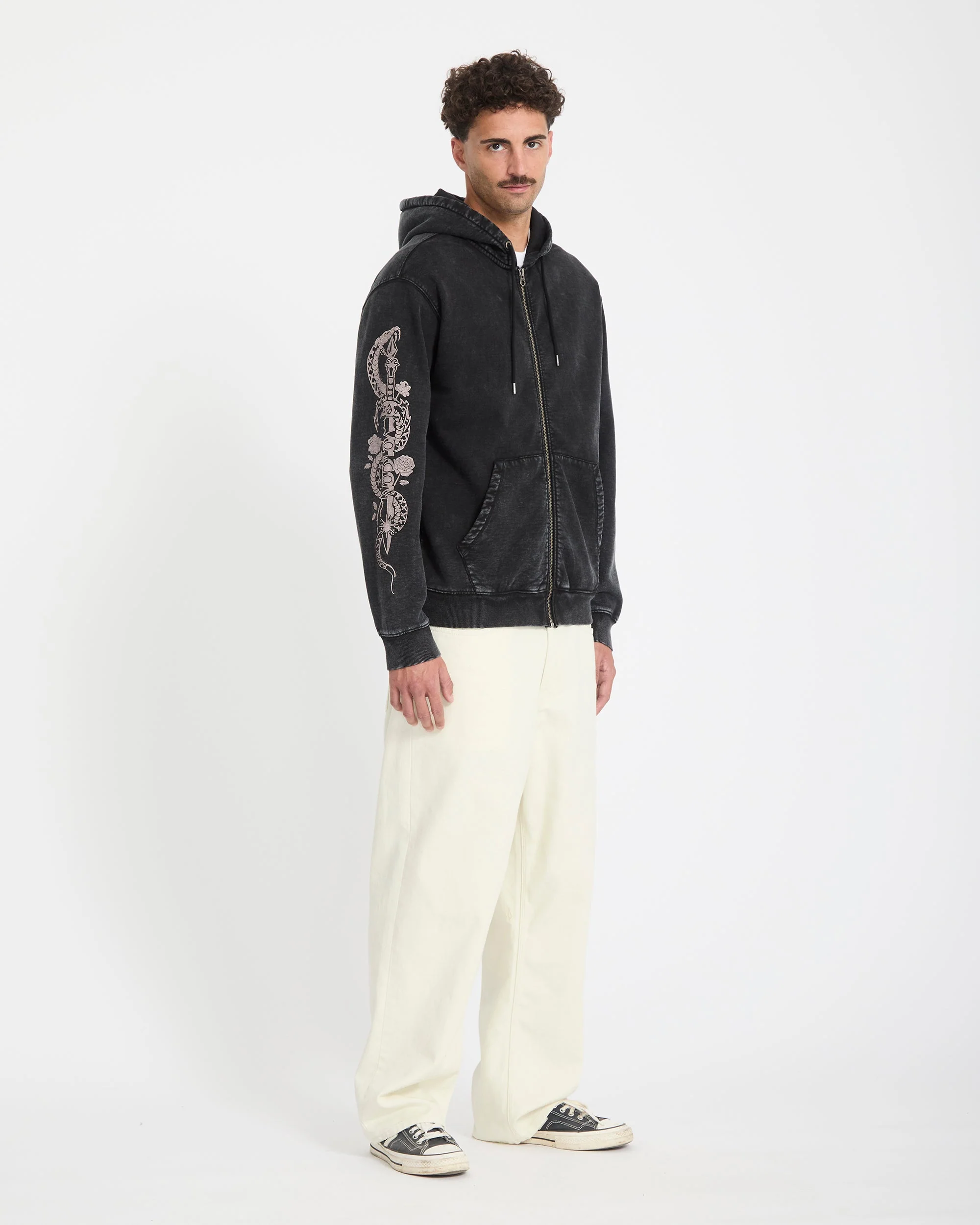 Die By The Stone Zip Hoodie - Light Acid Black - Image 6