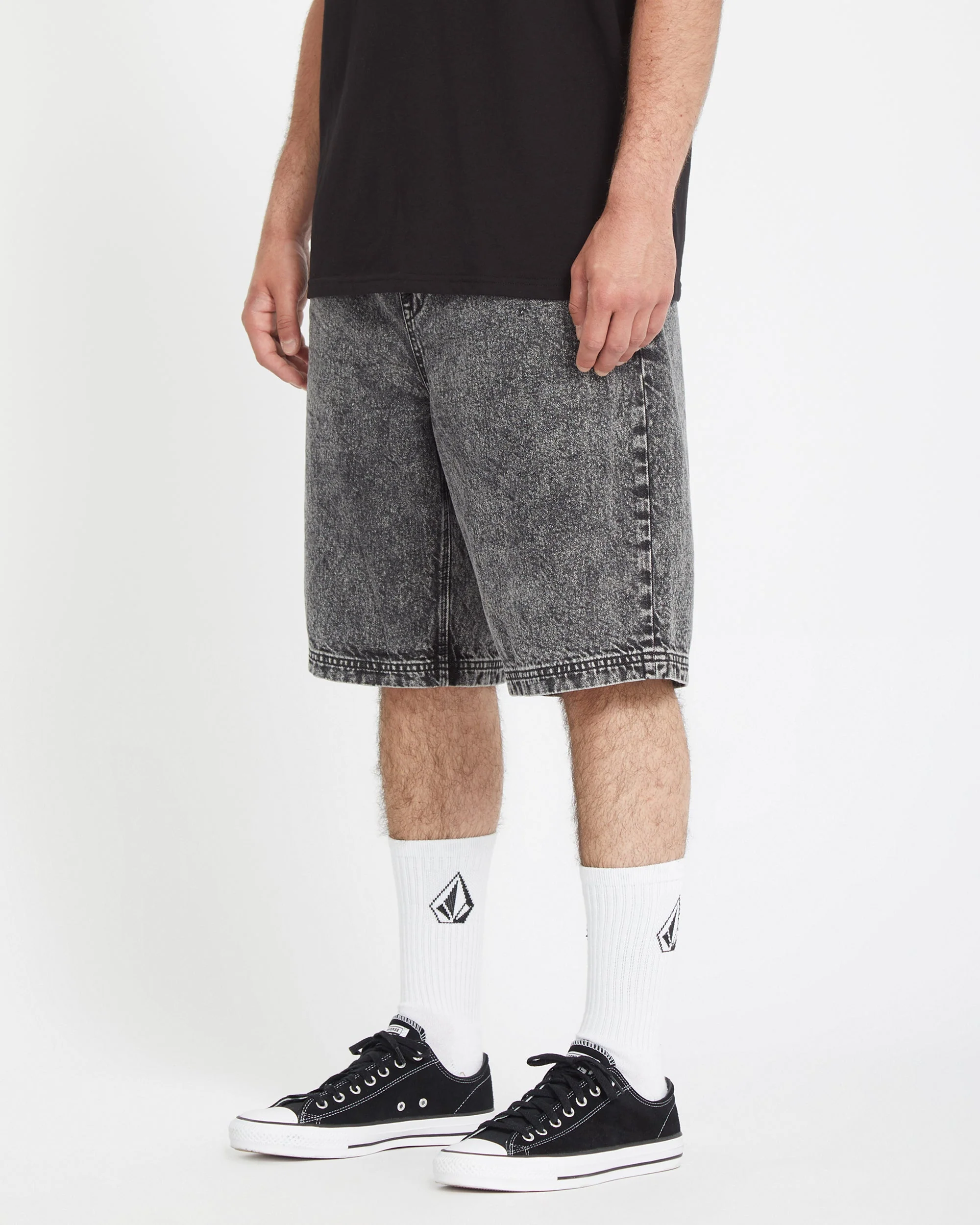 Freazy Loose Elasticated Waist 22" Shorts - LIGHT ACID BLACK - Image 3