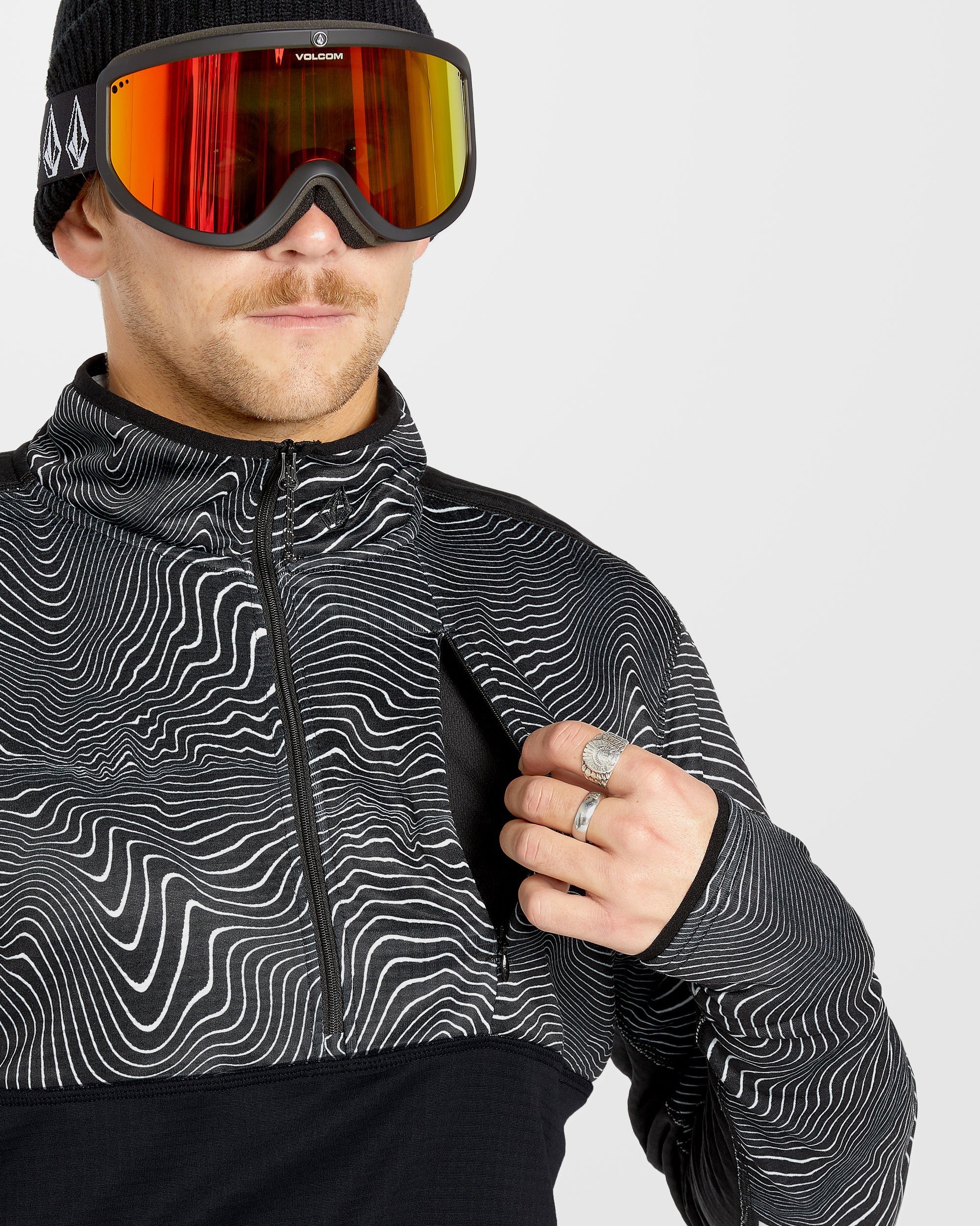 Gridlock Second Layer Fleece Pullover - Black Print - Image 5