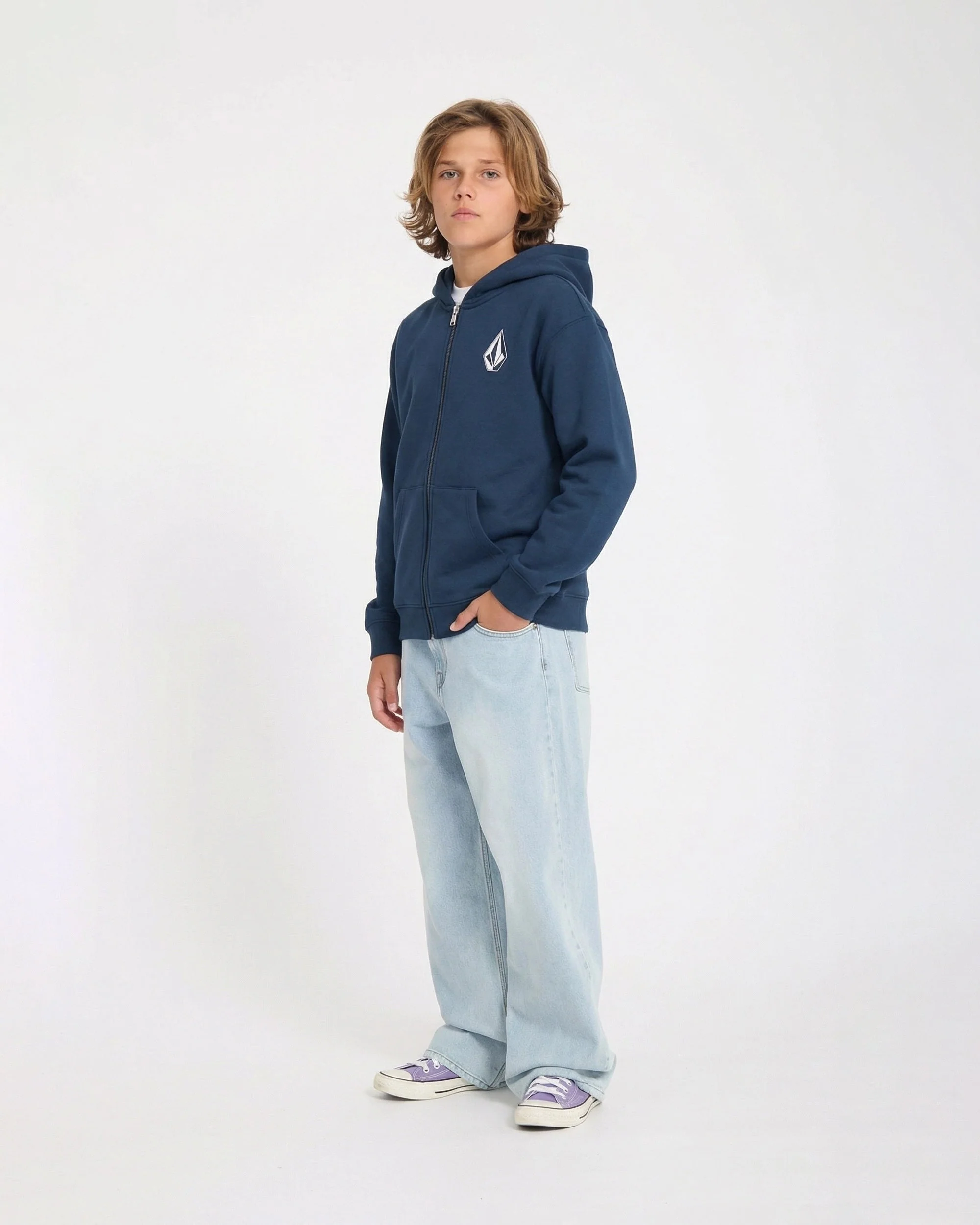 Iconic Stone Gid Zip Hoodie - Dust Bowl Indigo - (KINDER) - Image 5