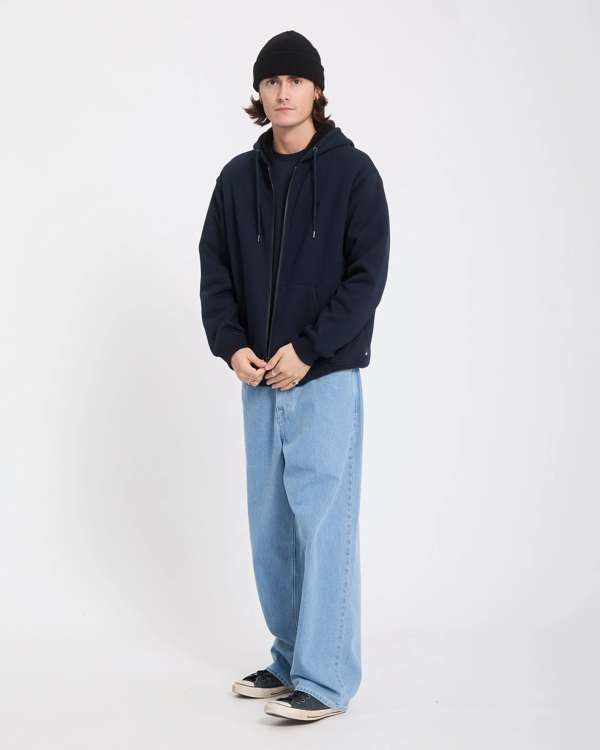 Single Stone Zip Sherpa Hoodie - Marine - Image 5