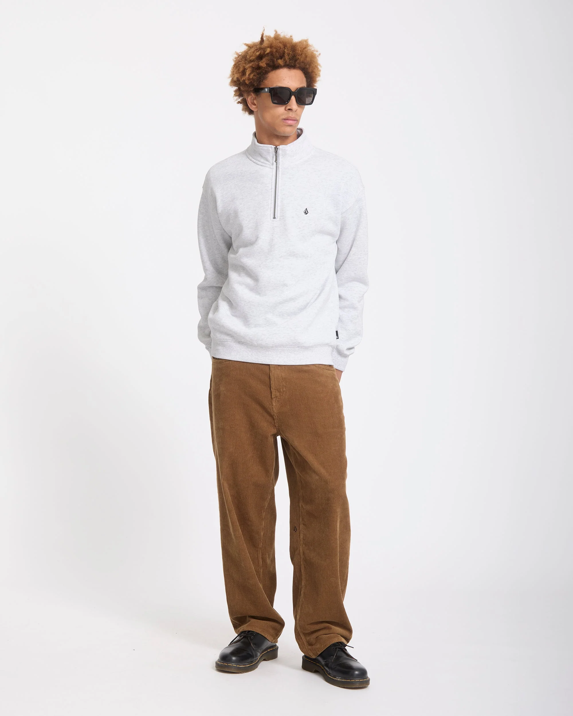 Single Stone Quarter Zip Sweatshirt - Bone Heather - Image 5