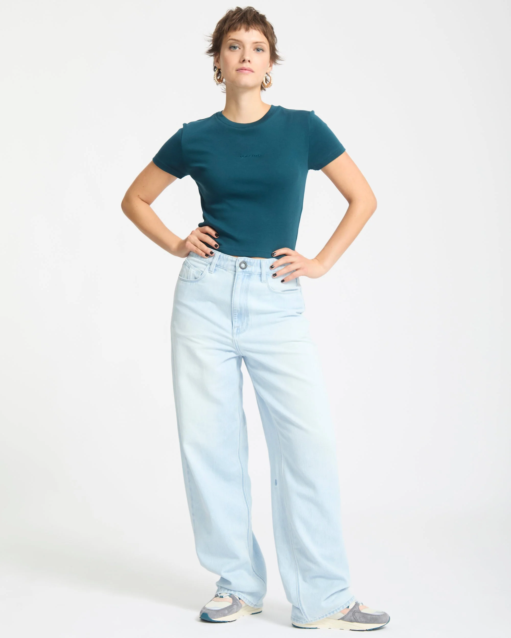 Volcomstone Tight Crop-T-Shirt - Emerald Green - Image 7